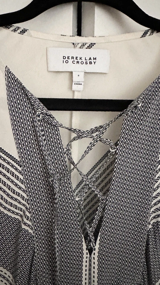 derek lam 10 crosby dress Size 0 White Blue Long Sleeve - Image 2 of 3