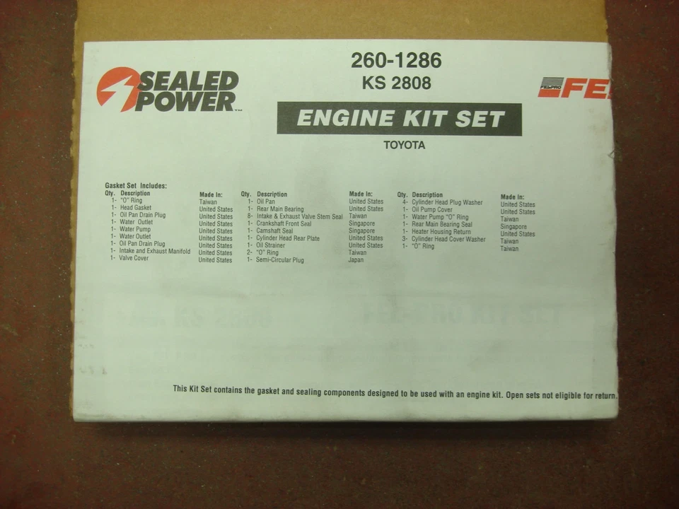 Juego completo de juntas eléctricas selladas Toyota Tercel, 83 - 88, 1452 cc - 1,5 L Foto 2 de 2