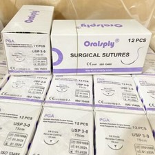 8 Scatole PGA 3-0 VioletAssorbibile Sutura Chirurgica Orale/Veterinario 3/8 Ago Sterile CE