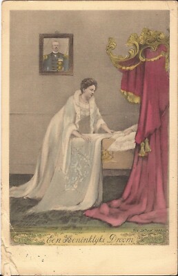 NETHERLANDS -  Queen Wilemena, Princess Juliana,  Prince Hendrik, crib - 1912