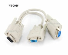8 inch DB9 Male to 2x DB9 Female 9-Pin Video Y Splitter Cable, YS-003F