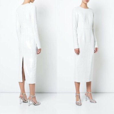 diane von furstenberg white sequin dress NWT Diane von Furstenberg White fitted Sequin dress ( Size 6 )