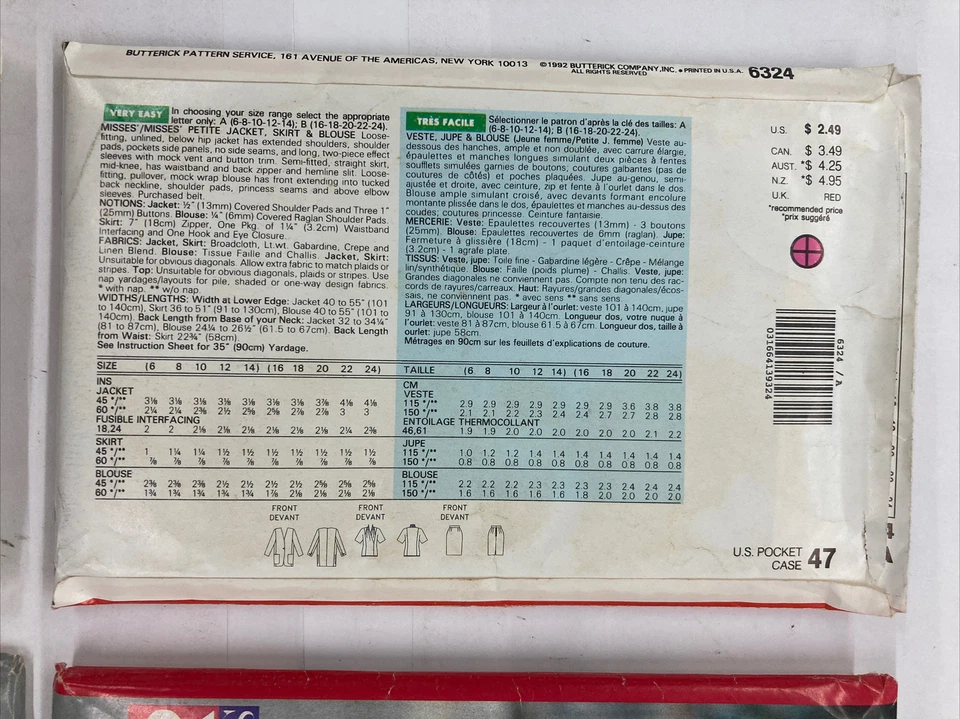 Vintage 90s Uncut Factory Folded Lot Of 4 Patterns Size 6 8 10 12 14 C19Z - Image 3 of 4