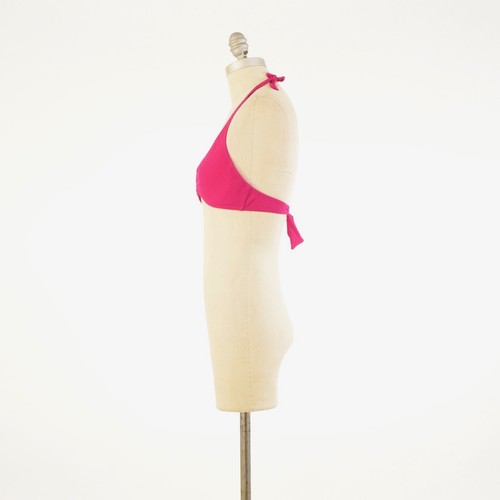 PilyQ Bikini Top S Hot Pink Faux Turquoise Gem Tie-Back Adjustable Halter - Picture 4 of 9