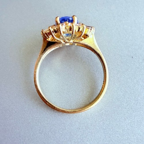 Grand 2CT Iolite & Baguette Halo Cubic Zirconia Gold Vermeil Sterling Silv Ring - Picture 9 of 12