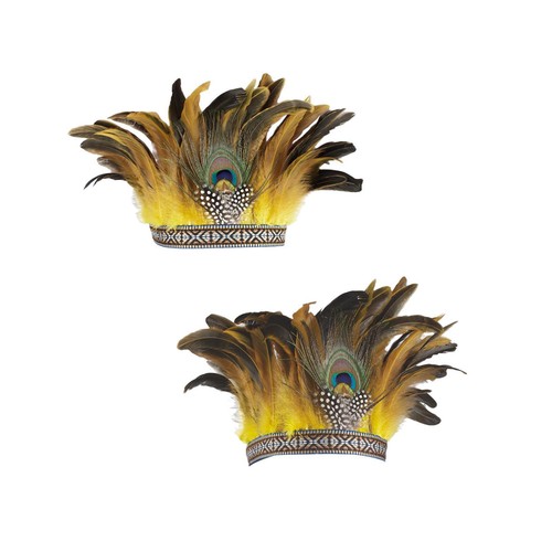 Feather Headdress Chief Indian Hat Headband for Cosplay Mardi Gras Carnival - Picture 2 of 17