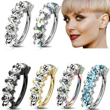 Big Gems Hoop Nose Cartilage Earrings Helix Daith Rook Tragus Orbital Conch Ring