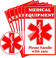 Medical Alert Equipment Luggage Tag Stickers 2X3Inch Fluorescent Red Fragile