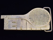 1970s Tennis Racquet Racket Vintage Solid Brass Belt Buckle