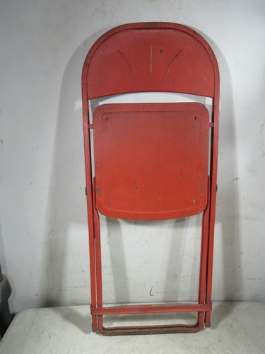 3 Vintage Pressed Steel Folding Chairs Metal Mid Century - Picture 7 of 11