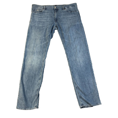 Hugo Boss Herren Jeans Straight Leg Regular Stretch Hellblau Waschung Maine W38 L34