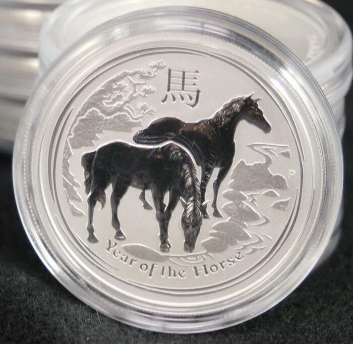 2014 Australian 1/2 oz Fein Silber 999 Bullion Bu Jahr Pferd Perth Mint Münze - Bild 2 von 2