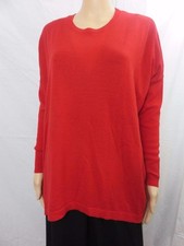 DKNY Donna Karan Wool Pullover Scoop Neck Sweater Red Hi-Low Hem Size Small