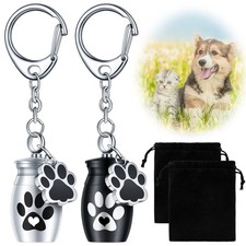 2 Pcs Pet Dog Urns Keychain for Ashes with 2 Storage Bags Small Cat Cremation