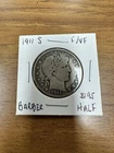 1911 Barber 1/2 Dollar Silver Proof Coin 90 % Silver San Francisco