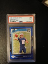 2024 Panini Donruss Optic Football Drake Maye Rated Rookie Blue Glitter PSA 9