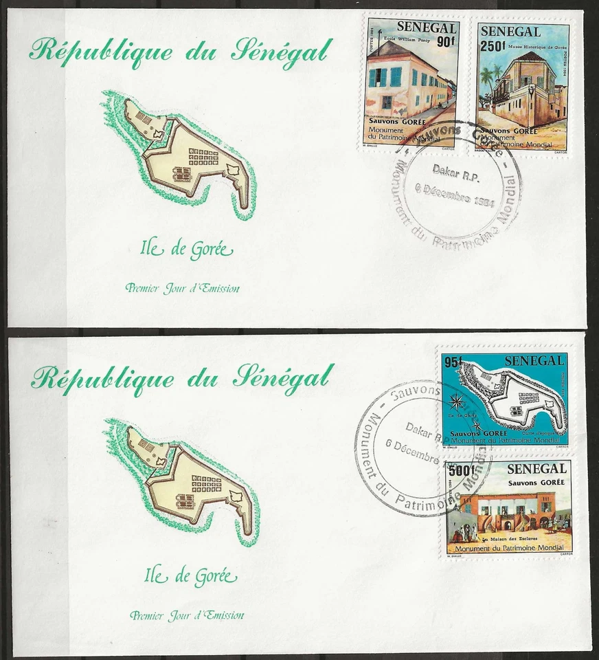 Senegal - Insel Gorée 2 x FDC / Ersttagsbrief 1984 Mi. 826-829 - Bild 1 von 1