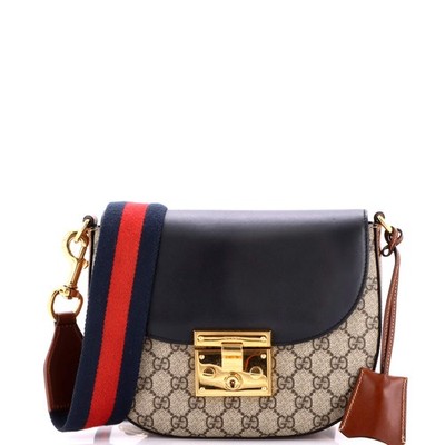 Gucci Padlock Saddle Shoulder Bag GG Coated Canvas and Leather