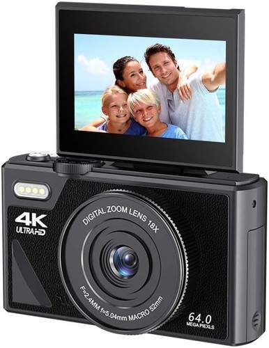 64MP Digital Camera for Photography and Video: 4K Vlogging Black