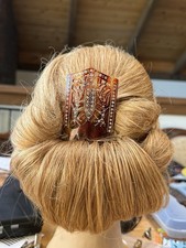 Vintage hair comb celluloid with rhinestones