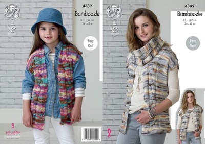 King Cole 4389 Mädchen Damen Weste STRICKMUSTER BAMBOOZLE Garn Größe 24-42