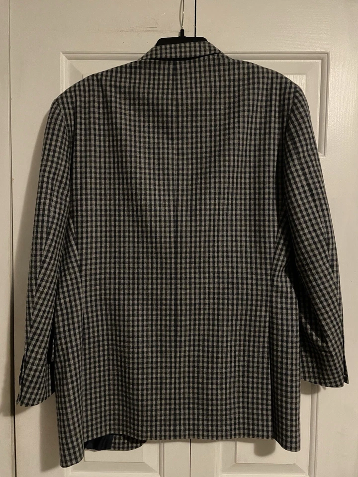 Peter Millar Mens 44R Grey Plaid Wool Cashmere Blazer Sport Coat - Image 2 of 4