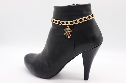 Damen 2 Stck. Stiefelkette Armbänder Westernschuh Weihnachten Zuckerstange Glitzer Anhänger - Bild 17 von 24
