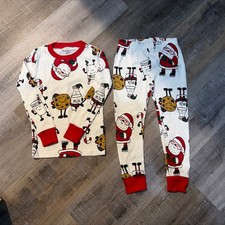 NEW 3T Carter's Toddler Christmas Santa Milk Cookies Cotton 2PC Pajamas White