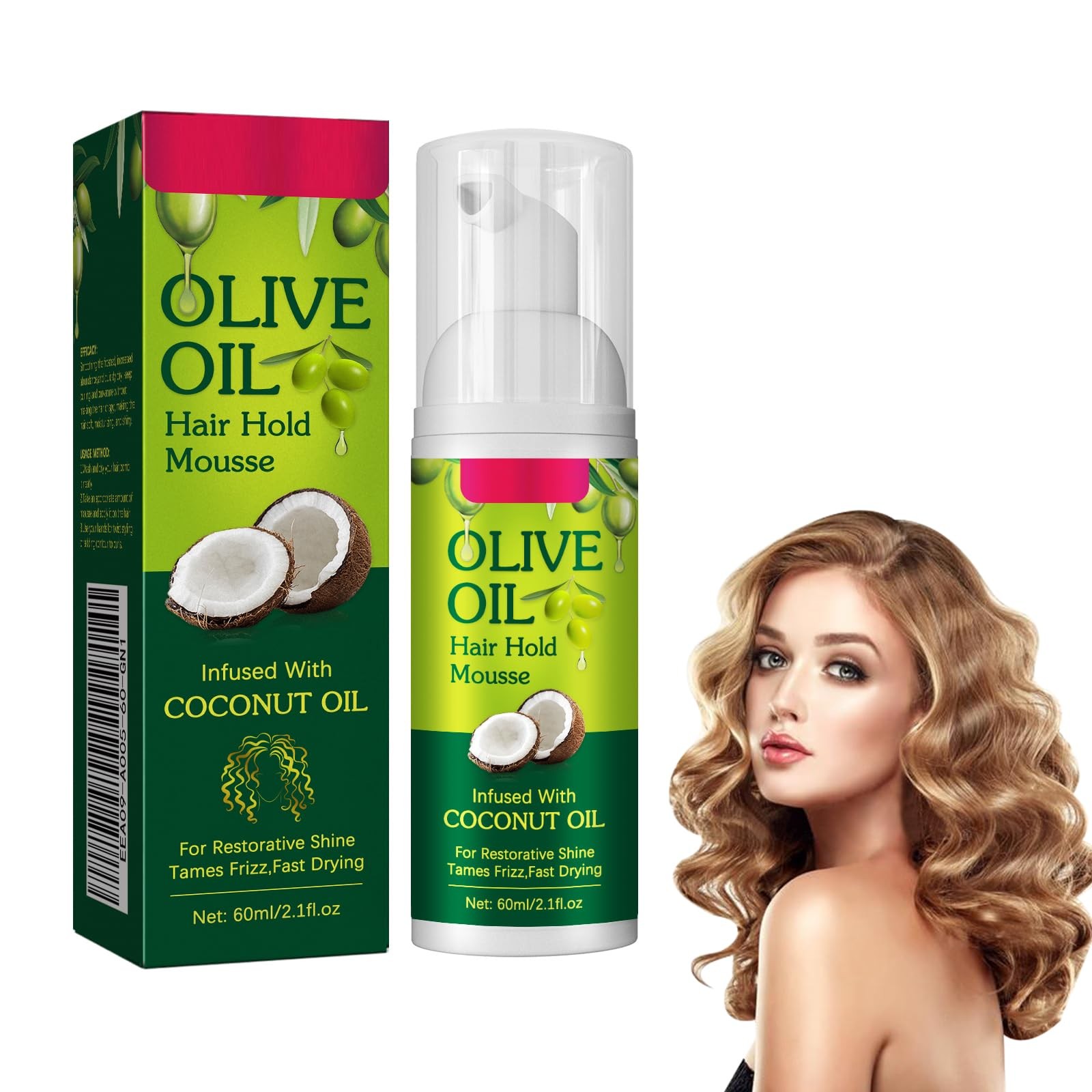 Mousse Coiffante à l'Huile d'Olive pour Routine Matinale et Coiffure Naturelle