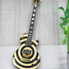 USA LP Style zakk wylde signate Electric Guitar Yellow and black circle 