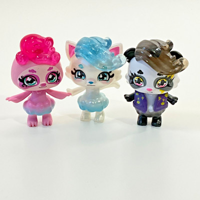 Cloudees Puppe Figuren x3 kleines Sammlerstück Spielzeug Bluesy Kitty Surly Panda Dapper