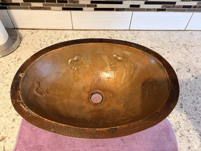 Kokopelli Hammered Copper Oval Sink 19 x14 OD/ 17''x12 x5  ID Bathroom