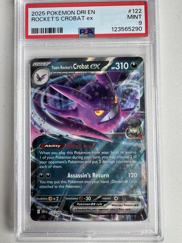 2025 Pokémon Destined Rivals Team Rocket’s Crobat ex #122 PSA 9 Gem Mint Gem 🔥
