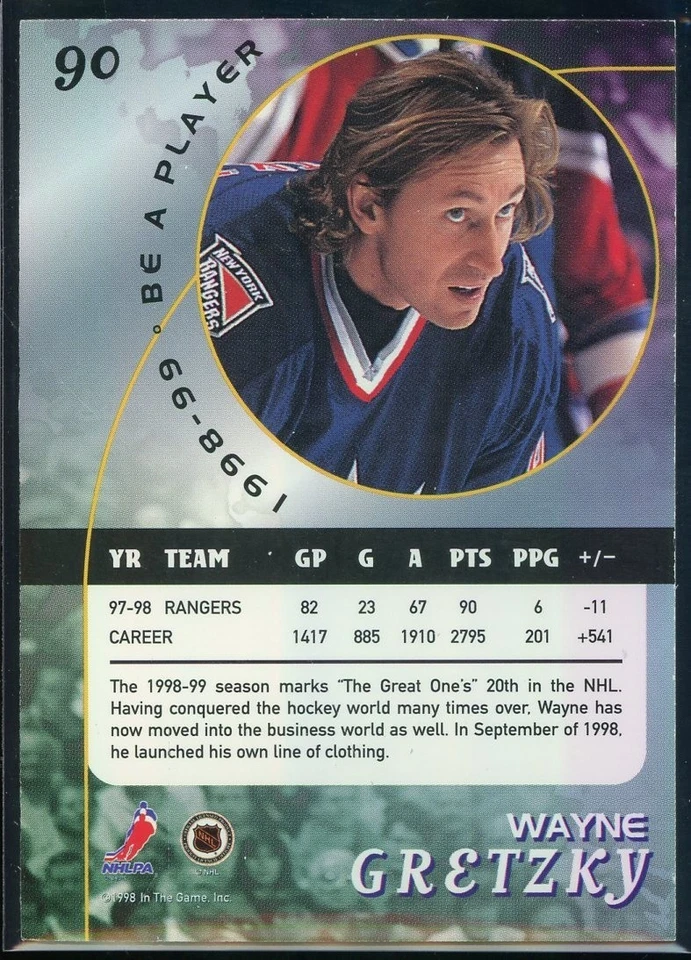 1998-99 Be A Player Gold #90 Wayne Gretzky - Image 2 of 2