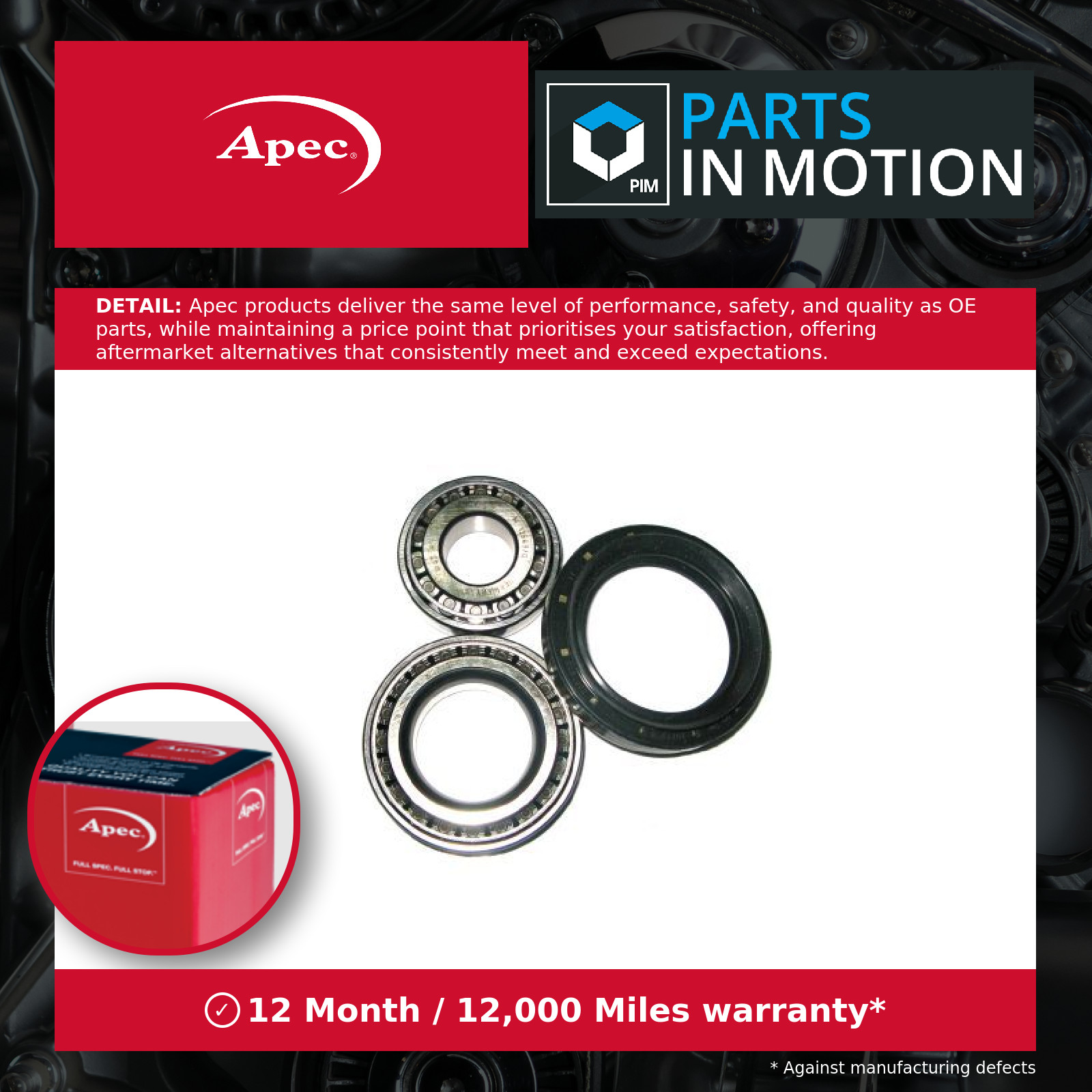 Wheel Bearing Kit AWB1649 Apec Genuine Top Quality Guaranteed New
