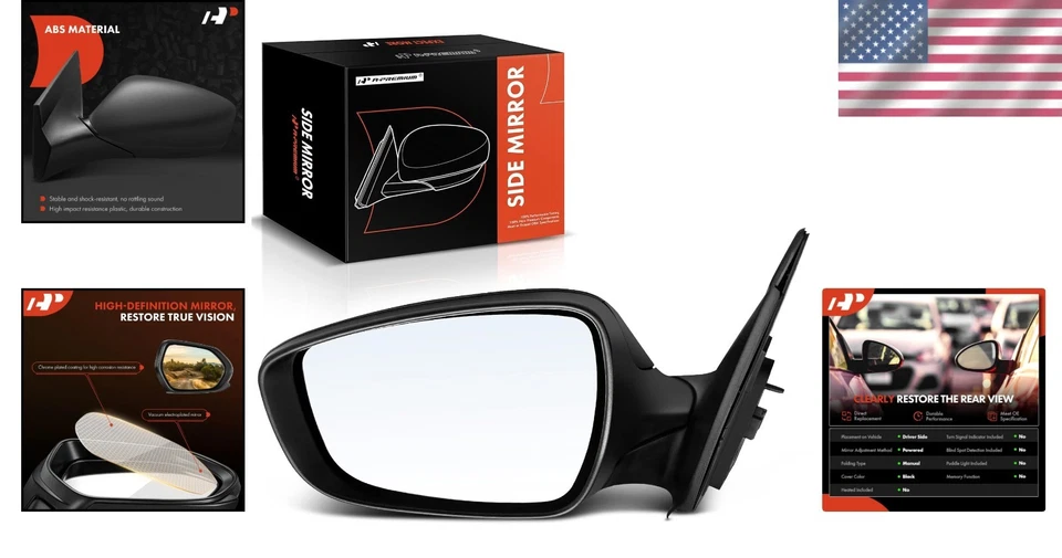 Durable Driver Side Power Door Mirror for 2012-2017 Hyundai Accent - Non-Heated Foto 2 de 4