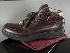 Mauri Shoes Mens Size 9.5 Rust Alligator Croc Brown Leather Trim 8982 Vintage