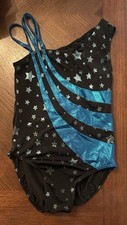 Youth Black with Blue Stars Practice Leotard Size: Y- Large