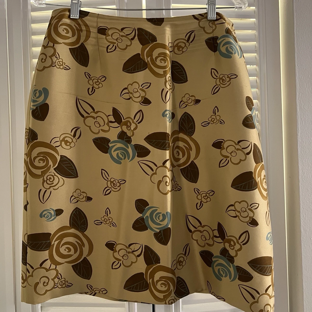 Jupe En Soie Florale Ann Taylor - Taille 8 - Occasion Très Bon État (Manque Un Bouton)