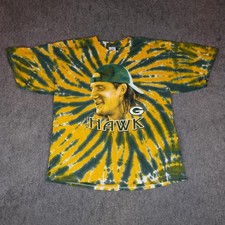 VTG Green Bay Packers Shirt Mens XL Yellow Tie Dye NFL AJ Hawk Pat McAfee Show