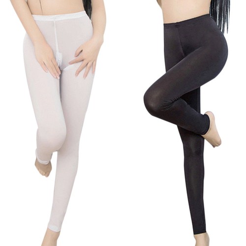 Women's See Through Trousers Pants Zip Open Crotch Sheer Skinny Fitness  Leggings | eBay