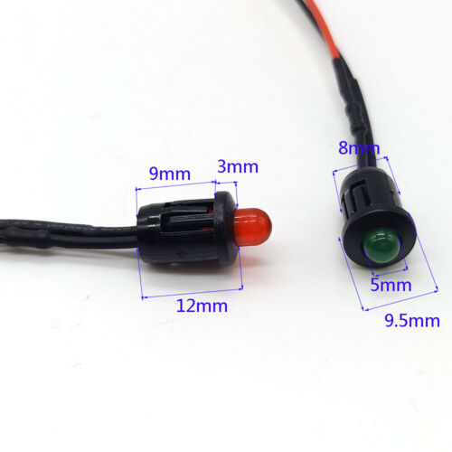 5pcs 5mm Pre-Wired LEDs Bulb 3V 5V 9V 12V 24V 48V ~ 220V 11 Colour With Holders - Picture 2 of 6