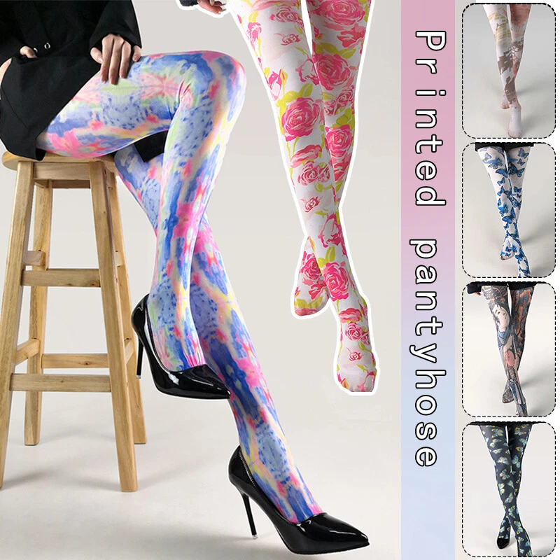  Thin Print Pantyhose Women High Waist Butterfly Sotckings Opaque Stretch Tights - Изображение 2 из 4