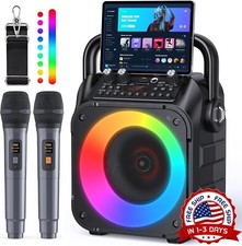 M quina De Karaoke Con Dos Micr fonos Inal mbricos, Altavoz Bluetooth Port til