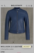 Belstaff Biker Jacket Indigo Women’s Size 14. Nappa Soft Supple Leather.