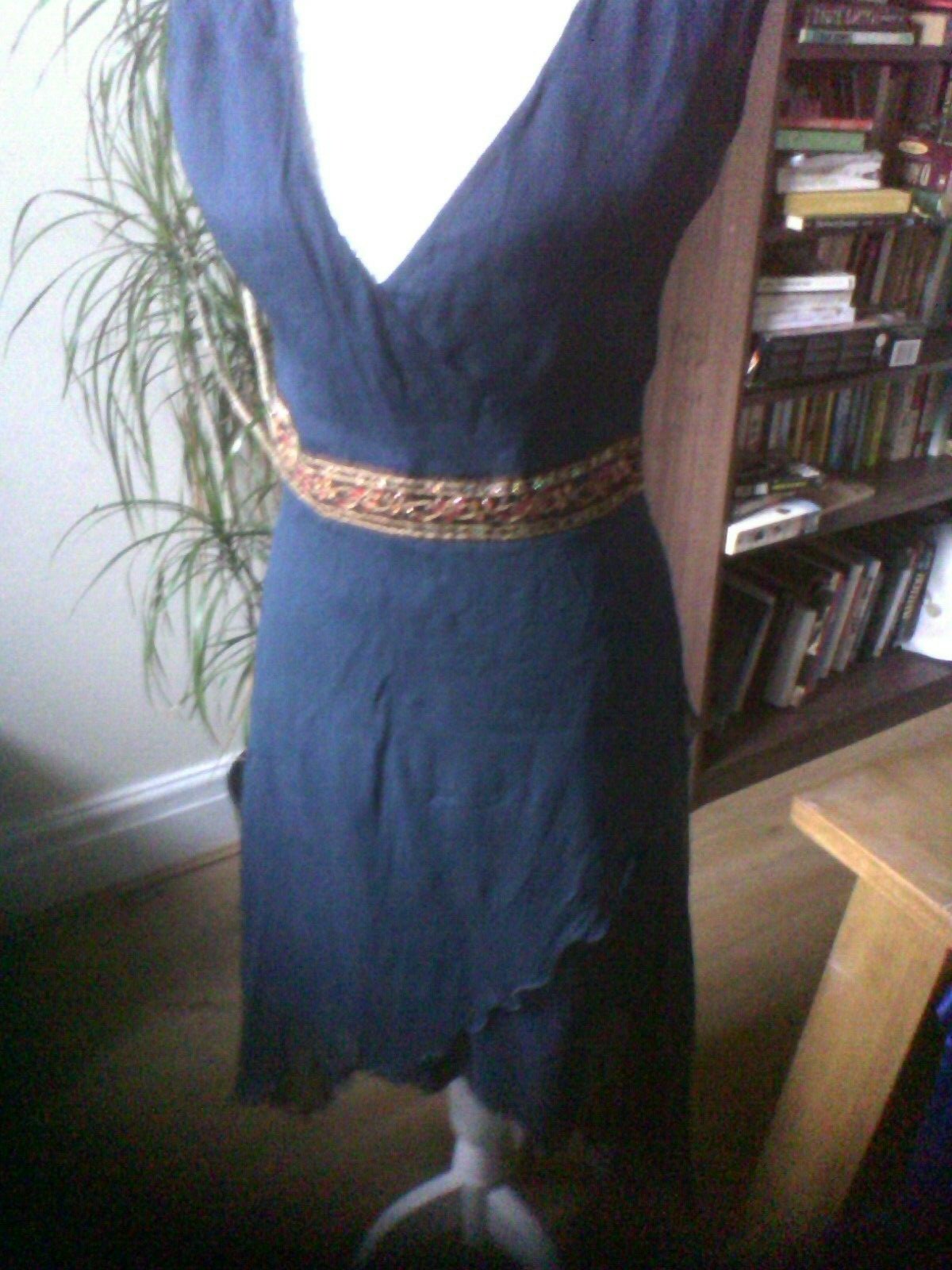 Pure Silk Fred Sui Deep Turquoise Embellished Dress sz42. Gorgeous. | eBay
