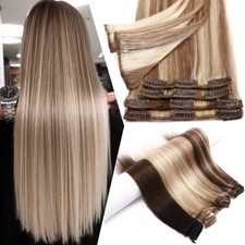 8A CLEARANCE Clip In 100 Real Human Hair Extensions Full Head Remy 8-24inch AAA