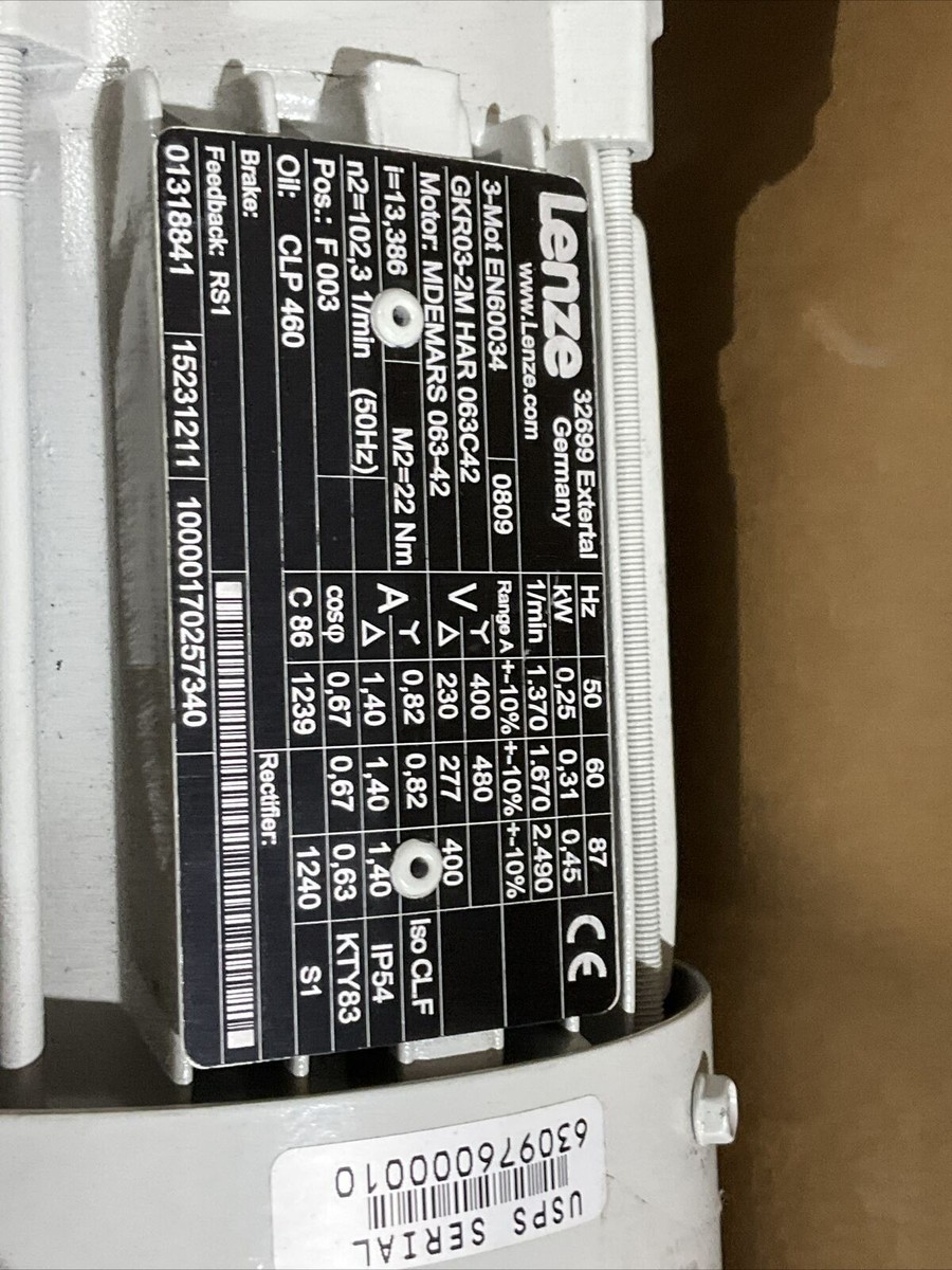 LENZE GKR03-2M HAR 063C42 MDEMARS 063-42 GEARBOX MOTOR 50