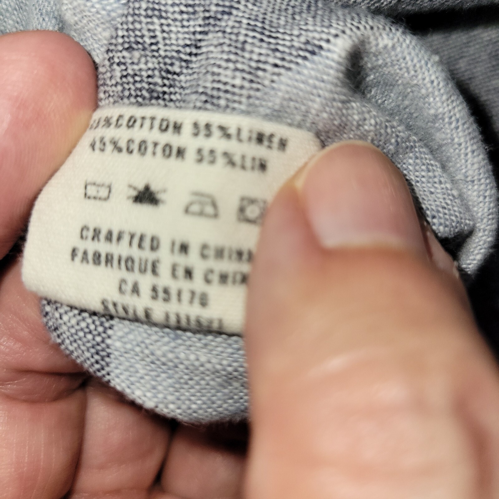 Frank and Oak Shirt Button Up Bluish Gray Linen Cotton Blend Small