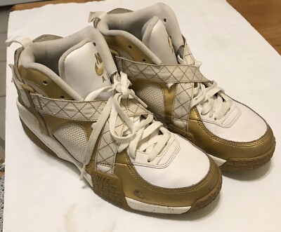 Nike Air Raid White Gold 2013 Size 12 Used Authentic Trainer Mid